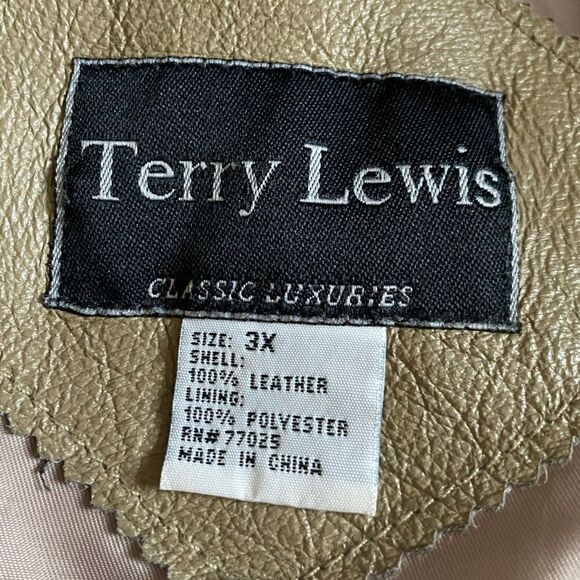 Terry Lewis Leather Coat Tan Button Front Lined Mens Size 3X - Picture 9 of 9